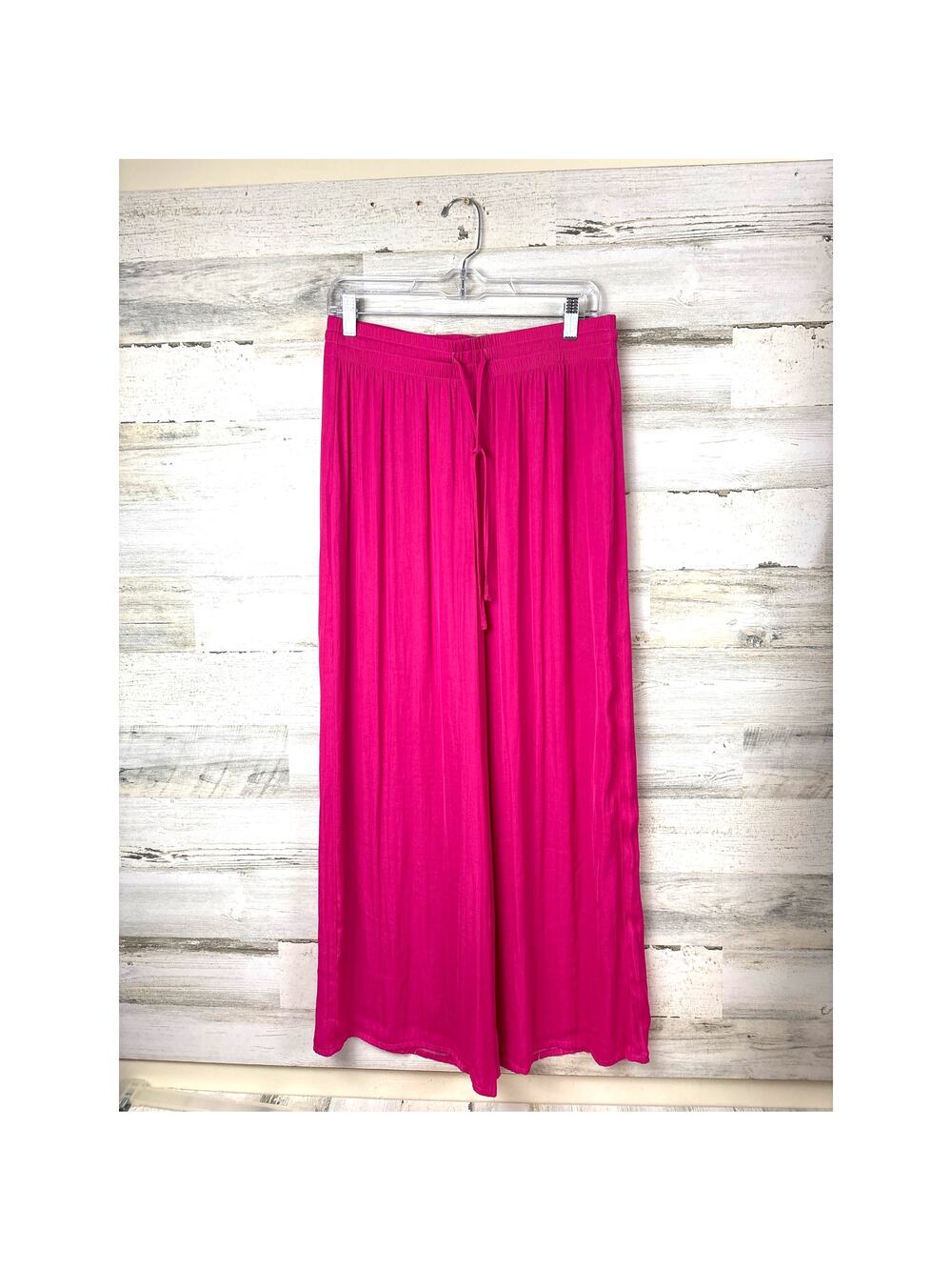 Joie Womens M Hot Pink Silky Wide Leg Tie Waist Beach Vacation Pull-On Pants